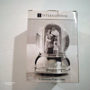 Rare Vintage Silver Musical Live Laugh Love Celebration Water Globe Photo Frame